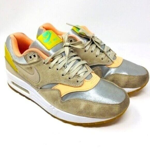 Nike Air Max 1 Premium woman sneakers 7.5 BoxS metallic silver with brown suede - Picture 2 of 8